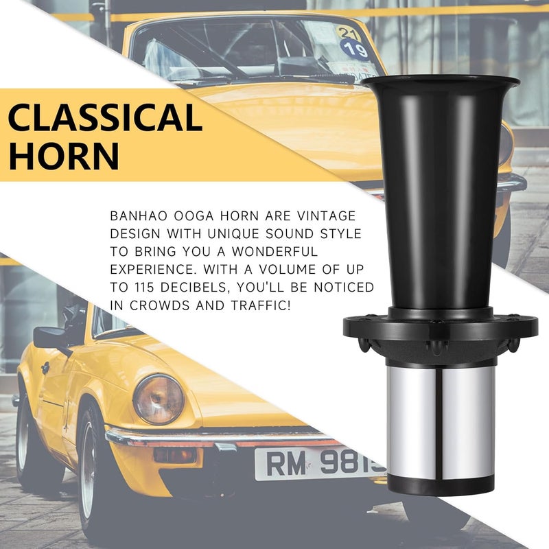 banhao Ooga Horn 12V Kit, Antique Classic Car Hot Rod Aooga Ahooga Horn with Wire and Button, OOGA Vintage Old Style School Horns for Truck Golf Cart - Image 2